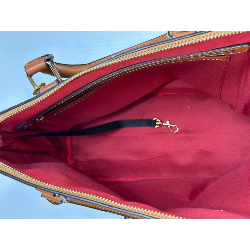 Dooney & Bourke Pebble Grain Domed Satchel Taupe Tan Leather Handbag